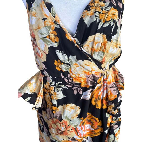 BARDOT Dress Black‎ Hi-lo Hem Spaghetti Strap Midi Party Faux Wrap Flounce Small - Picture 4 of 13